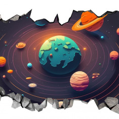 Sticker decorativ Planete, Negru, 90 cm, 8058ST-3