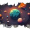 Sticker decorativ Planete, Negru, 90 cm, 8058ST-3