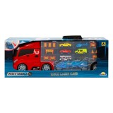 Cumpara ieftin Transportator cu 7 masini si 12 semne circulatie, Maxx Wheels, Rosu, 60 cm
