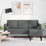 vidaXL Canapea formă L, 3 locuri, gri &icirc;nchis, 160 cm, textil