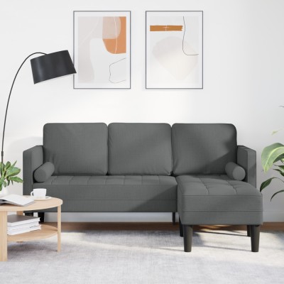 vidaXL Set de canapea Gri &amp;icirc;nchis 173 x 131 x 67 cm țesătură 42001914 foto