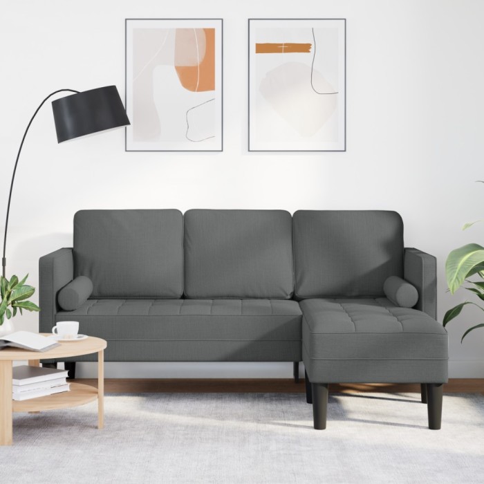 vidaXL Set de canapea Gri &icirc;nchis 173 x 131 x 67 cm țesătură 42001914