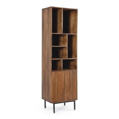 Biblioteca 2 usi otel negru lemn maro Tadita 55x40x190 cm