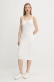 Tommy Jeans rochie culoarea bej, midi, mulată, DW0DW20330