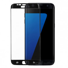 Folie Sticla Securizata Full Screen Curbata Samsung Galaxy S7 Edge, Negru foto