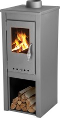 Soba pe lemne Thalia Uno Glass Lite, gri, 3,9 kW, cu usa din sticla