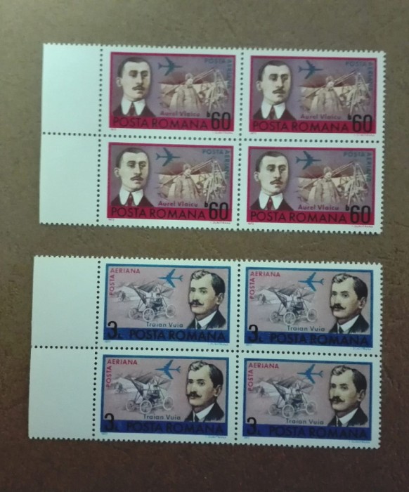 TIMBRE ROMANIA MNH LP803/1972 ANIVERSARI AVIATIE BLOC DE 4