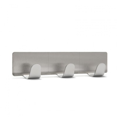 Cuier pe perete triplu, inox, cu autoadeziv - 57343 foto