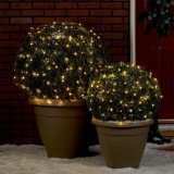 Instalatie de Craciun liniara Yoto, 24 m, din care 1 m cablu priza 220V, 300 LED, 8 jocuri de lumini, controler, fir negru, alb cald, Oem