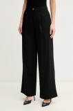 Morgan pantaloni PDION femei, culoarea negru, lat, high waist, PDION