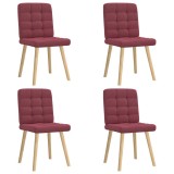 Cumpara ieftin Scaune de bucătărie, 4 buc., roșu vin, material textil
