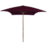 Umbrelă de soare de grădină, st&acirc;lp lemn, roșu bordo, 200x300 cm
