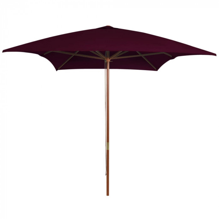 vidaXL Umbrelă de soare, exterior, st&acirc;lp lemn, roșu bordo, 200x300 cm