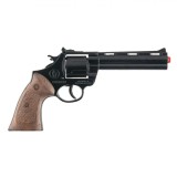 Jucărie Pistol Magnum, Metal, M&acirc;ner Lemn, Culoare Negru, Lungime 26cm