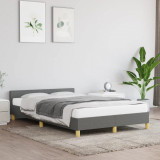 Cadru de pat cu tablie, gri &icirc;nchis, 120x200 cm, textil GartenMobel Dekor, vidaXL