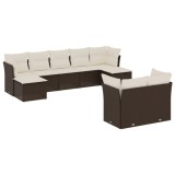 Cumpara ieftin Set canapele de gradina cu perne, 9 piese, maro, poliratan