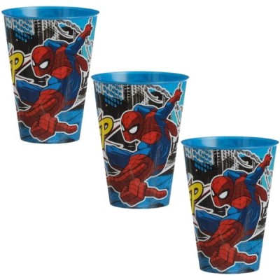 Set 3 Pahare din Plastic cu Spiderman, fara BPA, 430 ML, Multicolor foto