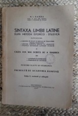 N. I. Barbu - Sintaxa limbii latine - dupa metoda istorico- stilistica 1947 foto