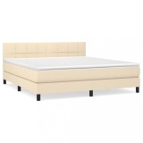 Cumpara ieftin Pat box spring cu saltea, crem, 160x200 cm, material textil