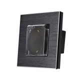 Cumpara ieftin Priza simpla LUXION cu capac de protectie si rama din aluminiu negru