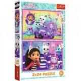 Puzzle Trefl 2x24 Gabbys Dollhouse Aventurile lui Gabby