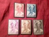 Serie mica Belgia - Regina Astrid , 5 valori sarniera ( 1 valoare este stampilata ) , pete pe guma