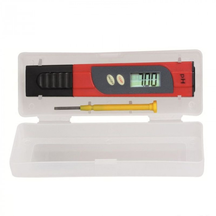 Tester ph digital pentru lichide, lcd, functie termometru, accesorii incluse