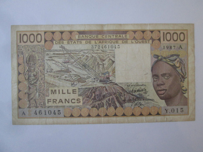 Coasta de Fildeș 1000 Franci/Francs 1987