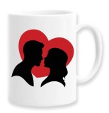 Cana alba personalizata Model love couple silhouette, INOVATIX&reg;. 330ml
