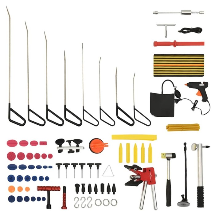 Set unelte reparatii deformari auto fara vopsire, 75 piese