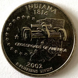 AMERICA QUARTER 1/4 DOLLAR 2002 LITERA D.(CROSSROADS OF AMERICA-INDIANA),BU, America de Nord, Cupru-Nichel