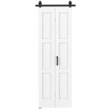 HOMCOM Ușă 71x213cm, Stil Rustic, Kit de montaj, M&acirc;ner, Alb efect lemn. | Aosom Romania