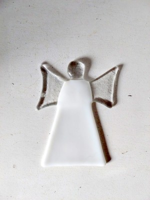 Inger / ingeras de sticla, decor Craciun, 11.5x9cm, arta moderna foto