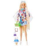 Papusa Barbie Extra Style, cu tinuta florala, Mattel