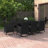 VidaXL Set mobilier de grădină cu perne, 9 piese, poliratan și sticlă