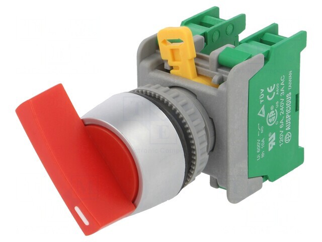 Comutator Rotativ 22mm Roșu 3A 230VAC