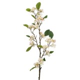 Ramura migdal decorativa artificiala cu flori crem,98 cm