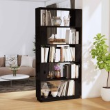 vidaXL Bibliotecă/Separator cameră negru 80x25x163,5 cm lemn masiv pin 814068