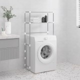 Etajera Baie/Spalatorie Gossi, 2 Nivele, Gri, 69x28x143 cm, Fier, Raft Depozitare Masina Spalat, Economie Spatiu