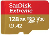 Card de memorie SanDisk Extreme MicroSDXC, 128GB, UHS-I U3, Clasa 10, V30 + Adaptor SD