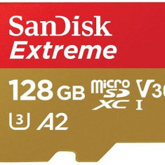 Card de memorie SanDisk Extreme MicroSDXC, 128GB, UHS-I U3, Clasa 10, V30 + Adaptor SD