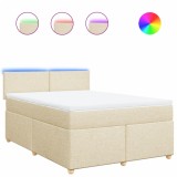 Cumpara ieftin Pat box spring cu saltea, crem, 140x200 cm, textil