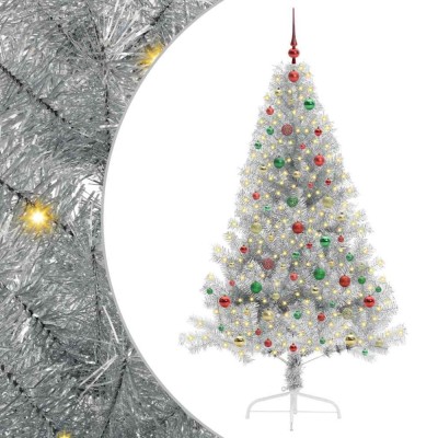 vidaXL Pom de Crăciun artificial pre-iluminat Argintiu 180 cm PET 3397214 foto