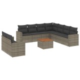 Cumpara ieftin Set mobilier de gradina cu perne, 10 piese, gri, poliratan