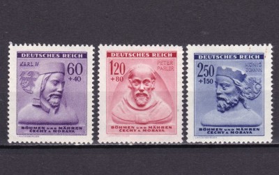 ✅ (S40) Germania Reich 1943 Boemia și Moravia- Ajutorul de Iarna ,serie Mi.114/116 , MNH - posibil pliuri minore foto
