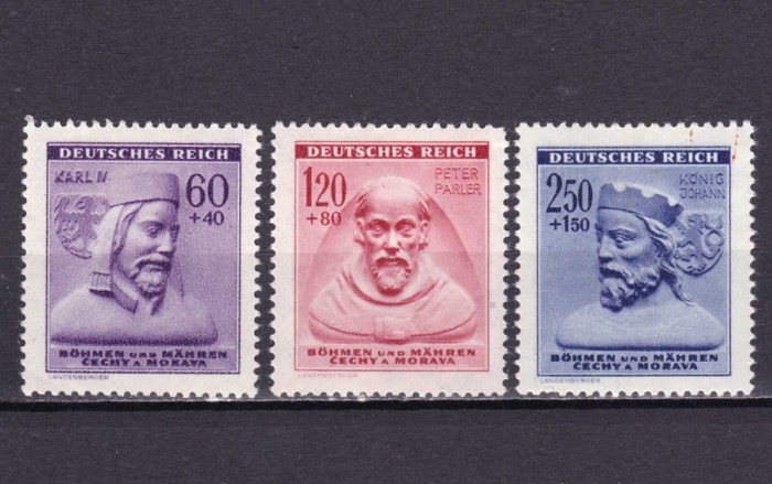 ✅ (S40) Germania Reich 1943 Boemia și Moravia- Ajutorul de Iarna ,serie Mi.114/116 , MNH - posibil pliuri minore