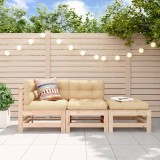 VidaXL Set mobilier de grădină cu perne, 3 piese, lemn masiv 3186032