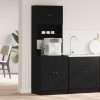Dulap Bucatarie vidaXL Stejar Negru 60x50x180cm Lemn Compozit, 4 Usi, 3 Rafturi