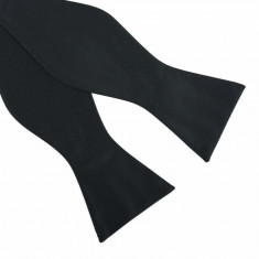 Papion self tie, Onore, negru, microfibra, 12 x 6.5 cm, model uni foto