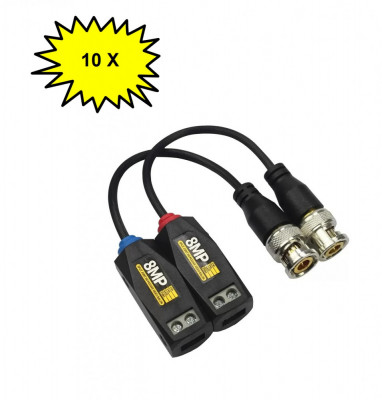 Pachet 10 x set videobalun, prindere rapida, AHD-CVI-TVI-CVBS 8MP- 4K foto